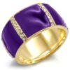 A gold ring featuring purple enamel and gemstone accents, ideal for jewelry lovers and MIGEMS jewelry store shoppers.