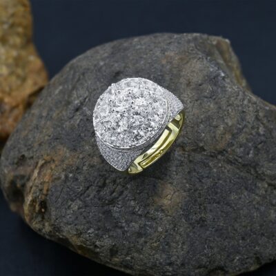 Diamond ring on a rock surface, showcasing luxury jewelry from an online jewelry store.